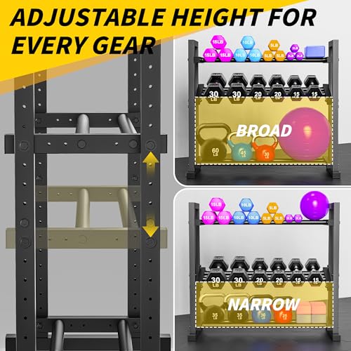 3-Tier Adjustable Dumbbell Rack, Weight Rack for Home Gym Storage, Heavy Duty Weight Stand for Dumbbells, Kettlebells & Free Weights, Space-Saving Dumbbell Rack Stand Only(Up to 450LB Capacity)