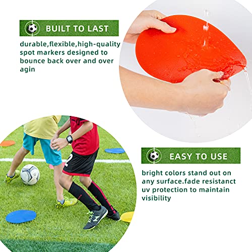 Poly Spot Markers 4inch/9 inch Non-Slip Rubber Agility Markers Flat Field Cones Floor Dots for Football, Soccer, Basketball Training Markers, School Activities, Exercise Drills, Social Distancing