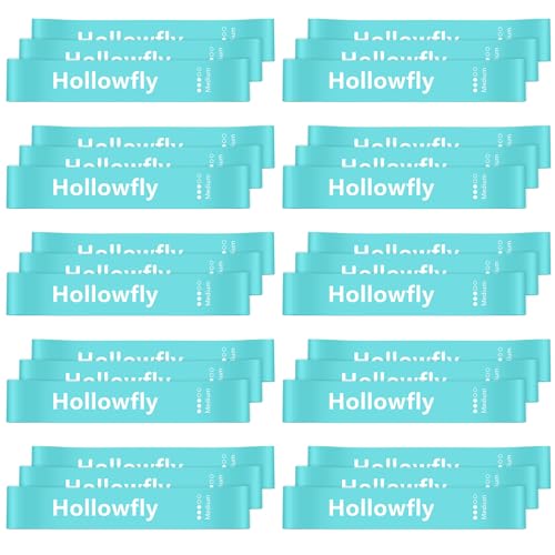 Hollowfly 30 Pcs Bulk Resistance Bands Latex Loop Non Slip - color: Blue, size: Medium