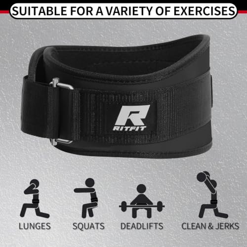 RitFit Weight Lifting Belt 6 Inch for Squats Deadlift Strength Training - color: Black, size: XXL(47"-55")