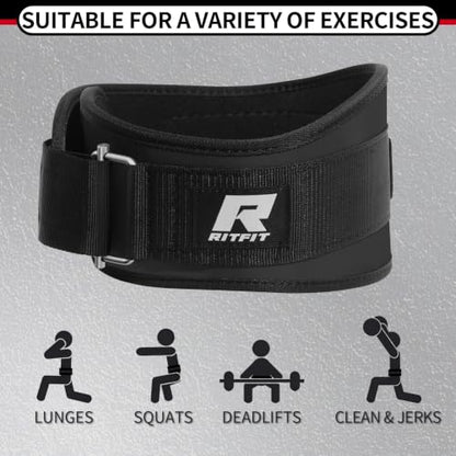 RitFit Weight Lifting Belt 6 Inch for Squats Deadlift Strength Training - color: Black, size: M(30"-36")