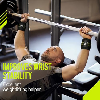 Wrist Wraps for Powerlifting & Weightlifting - Adjustable 18" Straps with Thumb Loops | Heavy Duty Wrist Support for Deadlift, Bench Press, Squats, 1 Pair