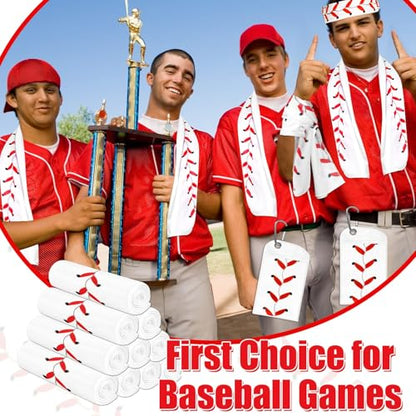 6Pcs Baseball Cooling Towels with Bags 38x12 in Breathable Chilly Microfiber Ice Towel Fast Drying Sport Team Gift for Player Coach Gym Workout Biking Running Yoga (Baseball) - color: White