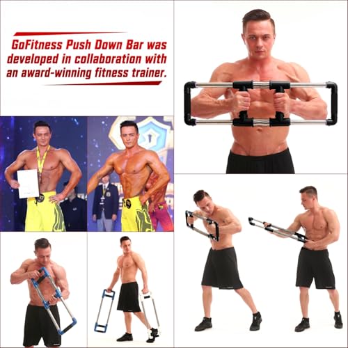 GoFitness Push Down Bar Chest Workout Equipment for Home Gym | Upper Body Strength Trainer for Chest, Arm, Shoulder, Back and Abs, Home Fitness Equipment
