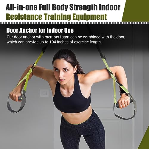 Home Resistance Training Kit, Resistance Trainer Exercise Straps with Handles, Door Anchor and Carrying Bag for Home Gym, Bodyweight Resistance Workout Straps for Indoor & Outdoor