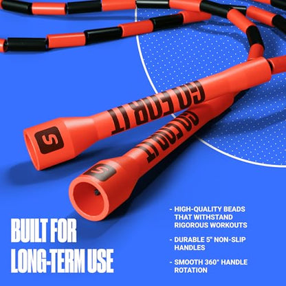 Sportbit Custom-Fit Beaded Jump Rope – Adjustable Length for Kids & Adults, Men & Women – Durable Fitness Rope for Gym & Home - color: Black/Red