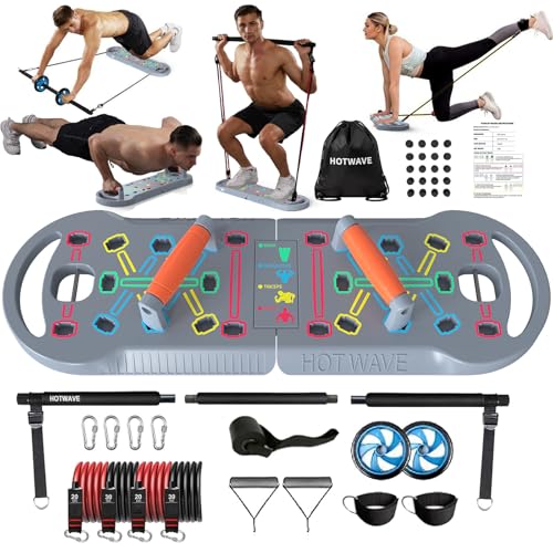 HOTWAVE Push Up Board, Portable PushUp Board, Foldable 20 in 1 Push Up Bar - color: Grey