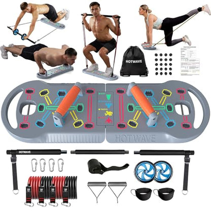 HOTWAVE Push Up Board, Portable PushUp Board, Foldable 20 in 1 Push Up Bar - color: Grey