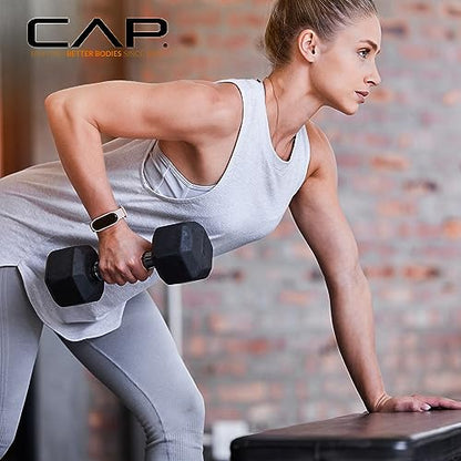 CAP 50 lbs Coated Dumbbell Set | Multiple Styles - color: Tinted Handles, style: 10LBx2, 15lbx2 Set
