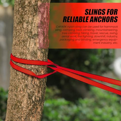 18MM Nylon Climbing Slings Runners 23 kN Strong Webbing Straps for Rock Climbing, Rappelling, Swing, Yoga Hammock etc - color: 2PCS Red, size: 24inch/60cm