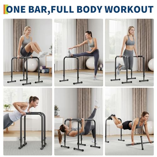 GarveeLife Adjustable Dip Bars Station, Heavy Duty Dip Stands, 440LBS Stable Dip Stands for Home Gym, Portable Dip Bar for Calisthenics & Upper Body Workout Equipment