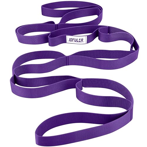 Stretching Strap for Physical Therapy and Home Rehab, 10 Loops Non-Elastic Yoga Strap for Hamstring, Calf and Back Stretching, Mobility, Exercise, Pilates, Flexibility