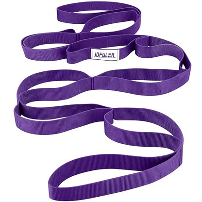 Stretching Strap for Physical Therapy and Home Rehab, 10 Loops Non-Elastic Yoga Strap for Hamstring, Calf and Back Stretching, Mobility, Exercise, Pilates, Flexibility