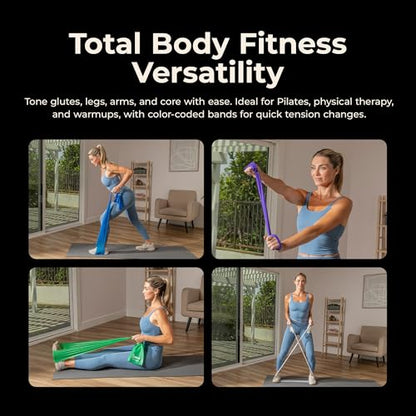 Sunny Health & Fitness 5-Level Resistance Band Set for Home Workout, Seamless Elastic Exercise Bands for Strength Training, Stretching, and Mobility, 3–30 lbs