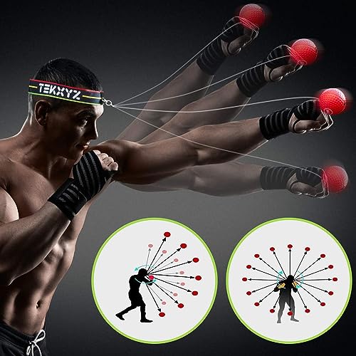 TEKXYZ® Reflex Ball with Counter App | Online Community for Boxing Ball, Perfect for Reaction, Agility, Punching Speed, Fight Skill and Hand Eye Coordination | Stocking Stuffer Gift for All Ages