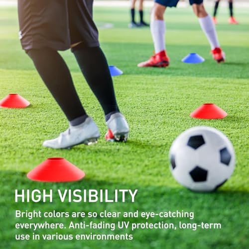 CasaCulina 25 Pack Soccer Training Cones, Agility Disc Sports Cones with Carry Bag and Holder, Plastic Football Cones for Drills, Sports Training, Basketball, Coaching, Practice Equipment, 5 Color