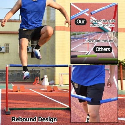 Height Adjustable Hurdles, Pro Adjustable Speed Agility Hurdles for Obstacle Training, Portable Aluminum Sport Squad Hurdle Set, Fitness Group/School Track and Field, A