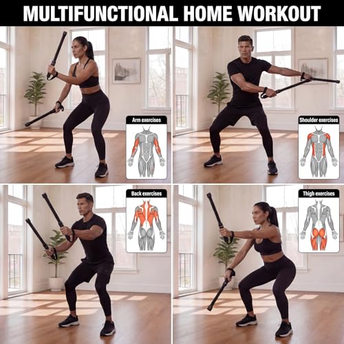 Weighted Ropeless Battle Ropes - Heavy Duty Portable Cordless Workout Equipment for Home Gym with Foam Grips, Exercise Videos | HIIT, Strength, Low-Impact Cardio Training for Men & Women