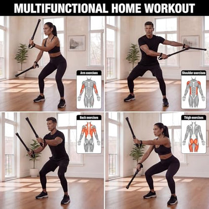 Weighted Ropeless Battle Ropes - Heavy Duty Portable Cordless Workout Equipment for Home Gym with Foam Grips, Exercise Videos | HIIT, Strength, Low-Impact Cardio Training for Men & Women