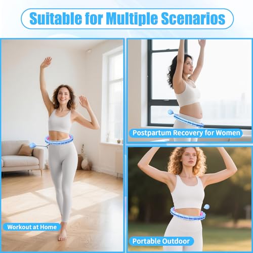 65 Inch Adjustable Fitness Waist Hoop – 32 Detachable Links, Quiet Non-Drop Fitness Tool for Adults Weight Loss, Plus Size Exercise Hoop for Women & Beginners