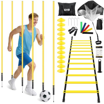 GHB Speed Agility Training Equipment, 6 Agility Poles Plus 6 Rubber Base