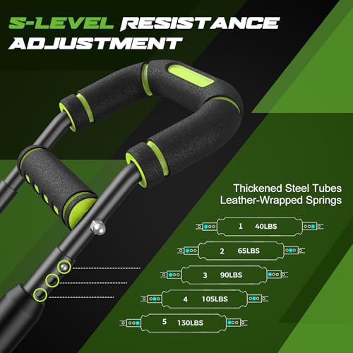 Twister Arm Trainer for Men, Chest Workout Equipment 5-Level Adjustable (40-130lb) with Ergonomic 27° Targets Biceps/Clip/Thigh, Portable Exerciser for Home Gym Travel FitnessFather's Day Gift