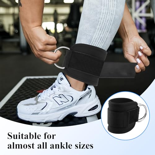 2-Pack Ankle Straps for Cable Machines – Comfortable Adjustable Gym Ankle Cuffs for Kickbacks and Glute Workouts, Ankle Bands for Exercise, Booty and Hip Abductor Exercises for Women and Men