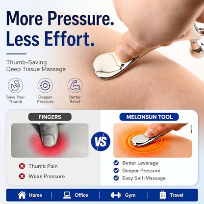Trigger Point Massage Tool for Pain Relief, Deep Tissue Massage & Gua Sha, Fascia Release Muscle Scraper Acupressure Tool for TMJ Relief, Muscle Recovery, Full-Body Massage & Therapists