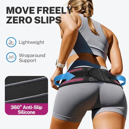 Sciatica Pain Relief SI Belt for Women & Men, X-Shape Hip Brace with 4 Flexible Silicone Stabilizers for SI Joint & Pelvic Stability, No Slip Support for Walking & All-Day Wear, S