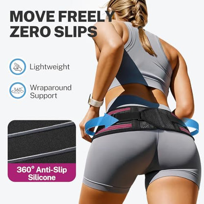 Sciatica Pain Relief SI Belt for Women & Men, X-Shape Hip Brace with 4 Flexible Silicone Stabilizers for SI Joint & Pelvic Stability, No Slip Support for Walking & All-Day Wear, S