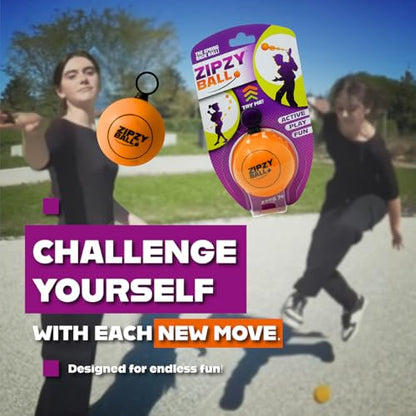 ZipzyBall Sporty Spring Back Hand Ball Fidget - Kid or Adult Indoor and Outdoor All Season Active Play Workout Skill Toy. Recommended for Ages 7 & Up.
