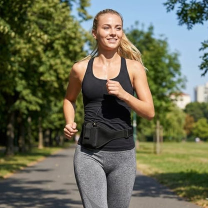 Mic Fitness Waist Belt Adjustable Microphone Holder Bag with Neoprene Material Sweat-resistant 75.5cm for Fitness Trainers and Outdoor Running
