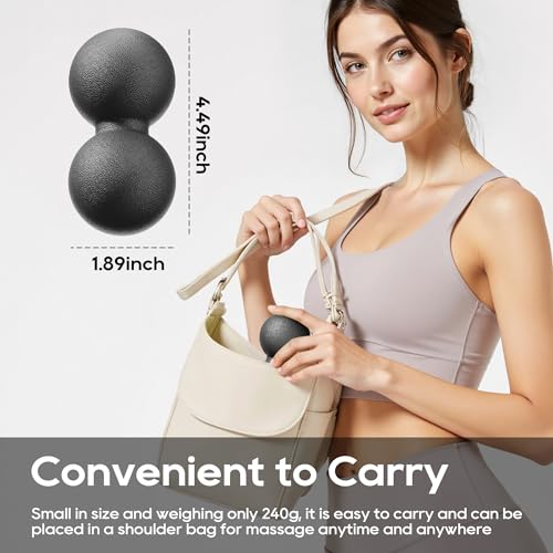 Hard Peanut Massage Ball - Dual Lacrosse Ball for Myofascial Release,Yoga & Deep Tissue Massage,Plantar Fasciitis and Acupoint Pressure Relief - Muscle Relaxer