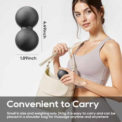 Hard Peanut Massage Ball - Dual Lacrosse Ball for Myofascial Release,Yoga & Deep Tissue Massage,Plantar Fasciitis and Acupoint Pressure Relief - Muscle Relaxer