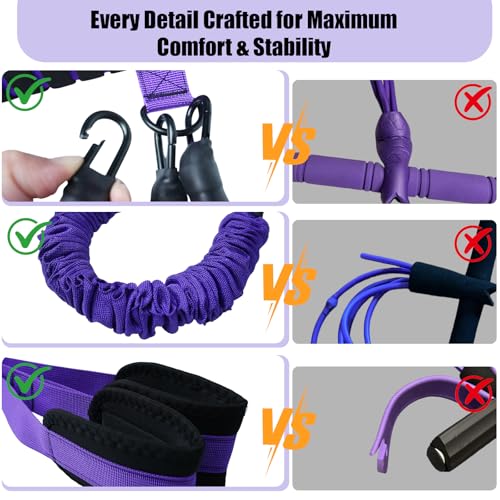 Pedal Resistance Band with Handle, Upgraded 3 Tube Adjustable Foot Pedal Resistance Band, Natural Rubber Exercise Bands for Abdomen, Waist, Arm, Leg Stretching Training