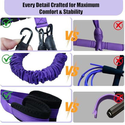 Pedal Resistance Band with Handle, Upgraded 3 Tube Adjustable Foot Pedal Resistance Band, Natural Rubber Exercise Bands for Abdomen, Waist, Arm, Leg Stretching Training