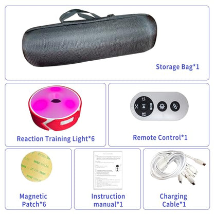 6Pcs/Pk Agile Reaction Training Lamp Set, Reaction Training Light Speed Agile Reaction Light Equipment Quick Response Training Lights Sports Reaction Lights Enhancing Speed and Agility Tools