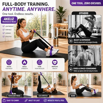 Pedal Resistance Band with Handles – Foot Pedal Resistance Band for Sit Up, Full Body Home Workout, Stretching, Core, Arms and Legs – 55LB Exercise Band for Women and Men