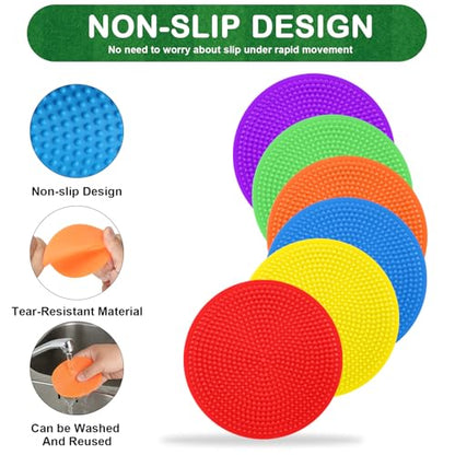 Poly Spot Markers 4inch Poly Spots for Gym Floor, 24/36/60 Pcs Flat Cones Non-Slip Rubber Floor Dots Agility Markers for Soccer Basketball Sports Speed Training, Dance, Classroom Activities - style: 24 pcs