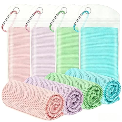 4 Pack Cooling Towels for Neck and Face(40"x12"), Cooling Neck Wraps, Ice Towel for Hot Weather, Soft Breathable Gym Towel, Cool Towel for Workout, Camping, Yoga, Sport, Running - color: Macaron Mint Green/Macaron Pink/Macaron Light Purple/Macaron Light B