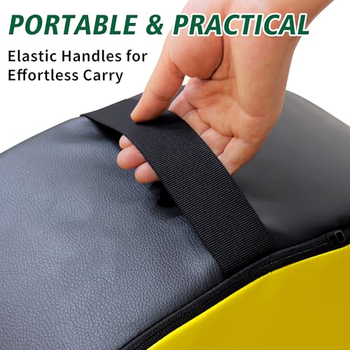 Football Tackle Wheel with Bonus Round Seat Pad, Youth Football Tackle Ring with Side Straps, High-Density Foam Tackle Dummy, Water-Resistant PU Leather Football Practice Equipment