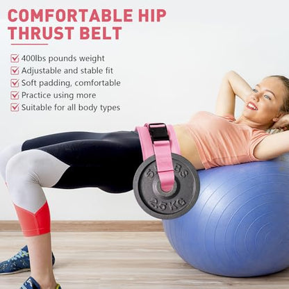 Hip Thrust Belt for Dumbbells & Barbells, Premium Leather Non-Slip Glute Bridge Pad for Booty & Lower Body Workouts, Adjustable Weight Belt for Women Home Gym Training