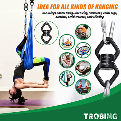 Trobing Swing Swivel, 30KN Rotational Safety Device, 360° Rotator with Hanging Accessory for Aerial Yoga, Hanging Hammock, Web Tree Swing, Swing Spinner and Rock Climbing, Indoor and Outdoor