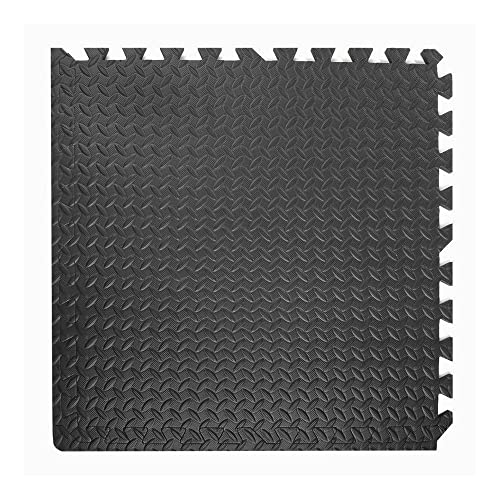 3/8" Thick 100 sq. ft. (25 pcs) Gym EVA Foam Floor Mats (24" x 24") | Steel Pattern, Black - style: Steel Pattern-Black