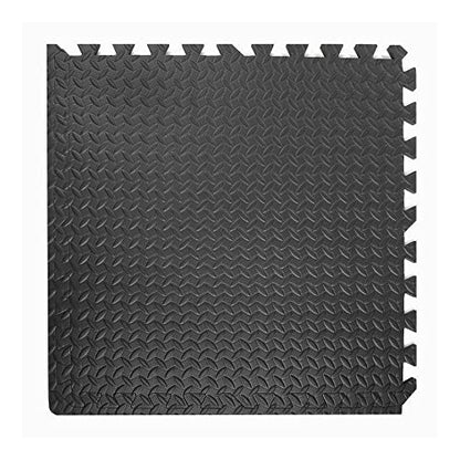 3/8" Thick 100 sq. ft. (25 pcs) Gym EVA Foam Floor Mats (24" x 24") | Steel Pattern, Black - style: Steel Pattern-Black