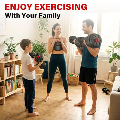 KEY2FUN Adjustable Dumbbells, 22/33/44/66/88LBS Free Weight Set with Connector, 4 in 1 Weight Set Used as Kettlebells, Barbell, Push up Stand, Fitness Exercises for Home Gym Suitable Men/Women