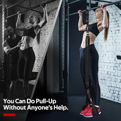 Pull Up Assistance Bands Set, Heavy Duty Adjustable Pull Up Assist Band with Feet Rest, Strength Training Bands for Home Gym Fitness, Pull-Up Bar, Calisthenics and Body Stretching