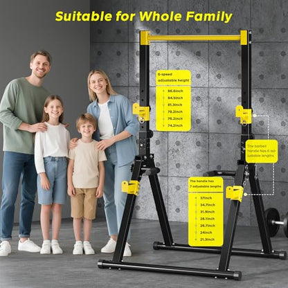 SogesHome Foldable Power Tower Dip Stand Pull Up Bar for Home Gym Exercise - color: Black Yellow