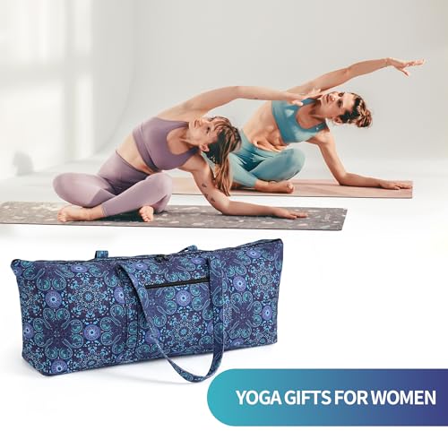 | Yoga Mat Bag | Large Yoga Mat Carrier with Wet Pocket | Yoga Gifts | Gym Tote Bag for Women - color: Tote-Blue
