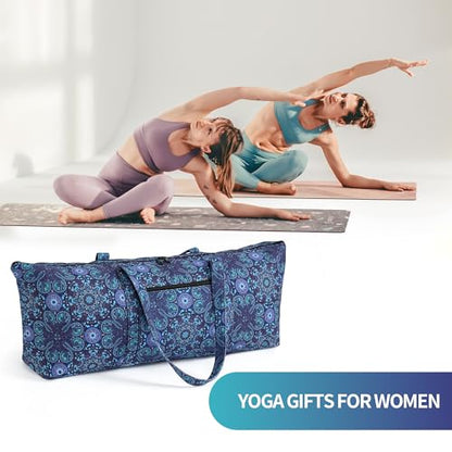 | Yoga Mat Bag | Large Yoga Mat Carrier with Wet Pocket | Yoga Gifts | Gym Tote Bag for Women - color: Tote-Blue